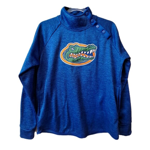 Florida Gators Blue Heathered Marled Side Snap Womens Pullover Sz Large Coloseum - Picture 2 of 10